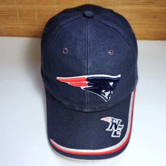 New England Patriots Hat Cap NFL Reebok Blue w White and Red Stripes Adjustable - Picture 2 of 10
